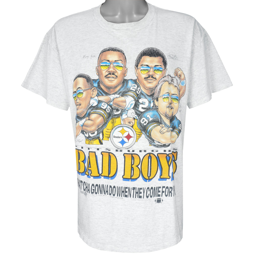 NFL - Steelers Bad Boys Caricature Single Stitch T-Shirt 1994 X-Large Vintage Retro Football