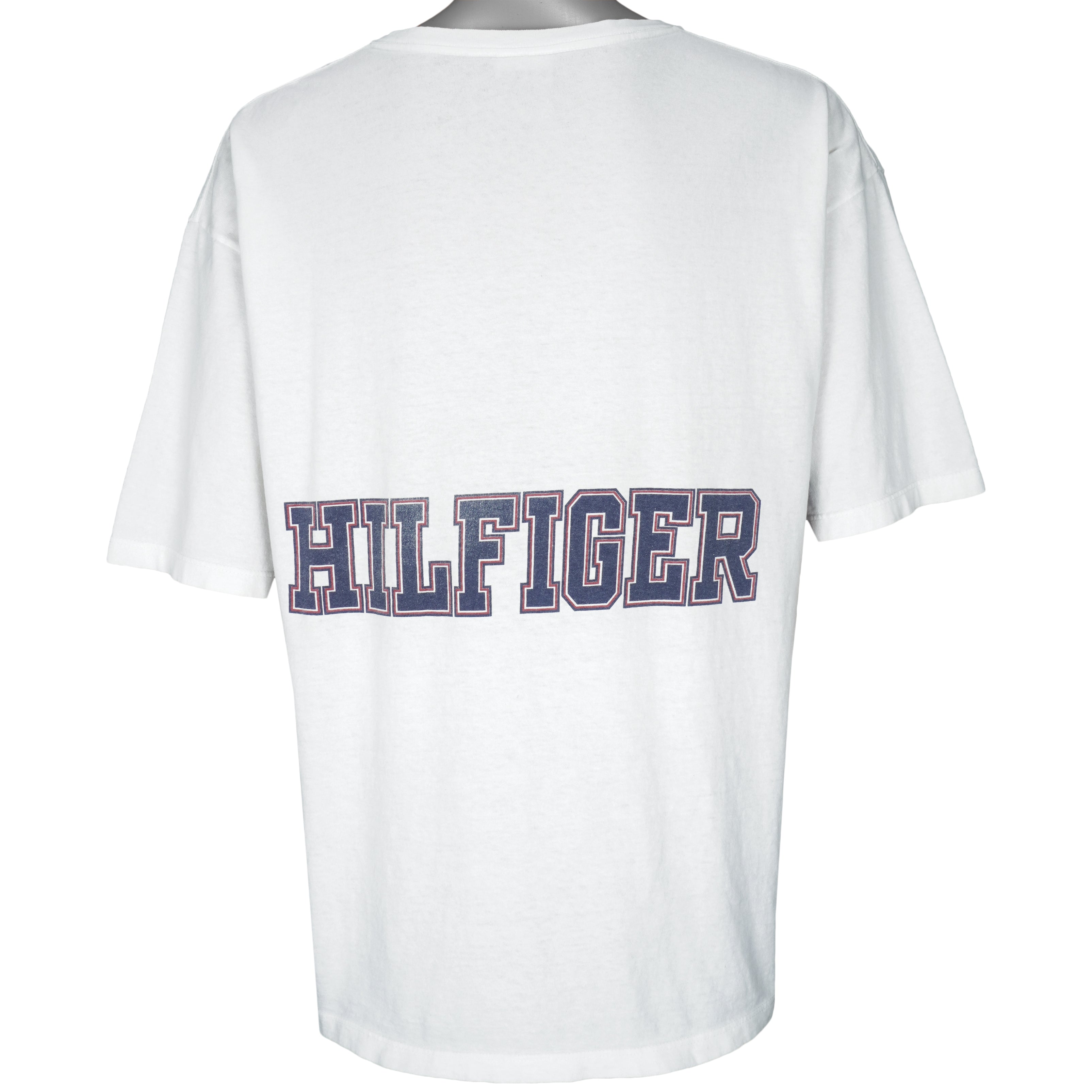 Tommy Hilfiger - White Big Logo T-Shirt X-Large Vintage Retro