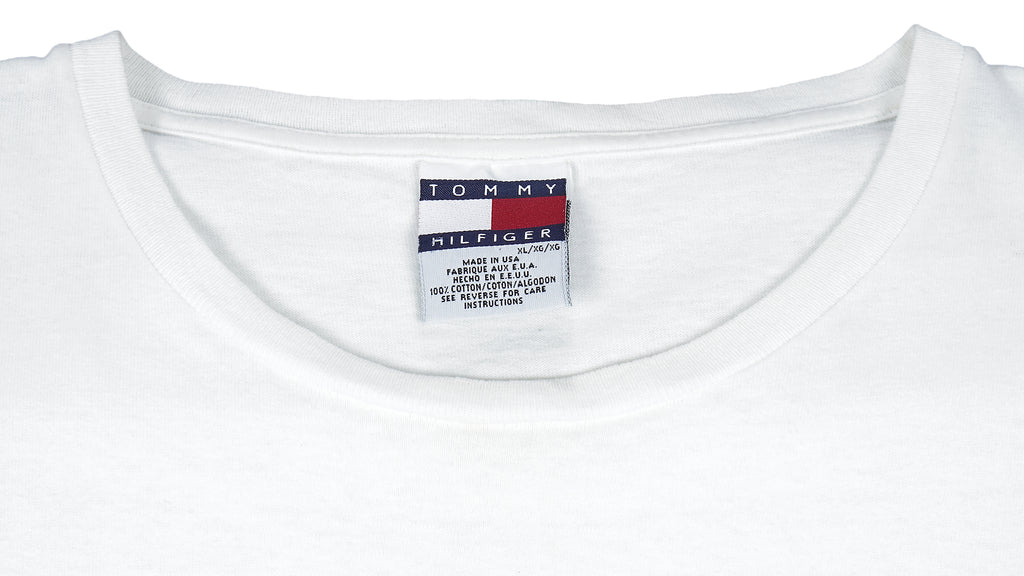 Tommy Hilfiger - White Big Logo T-Shirt X-Large Vintage Retro