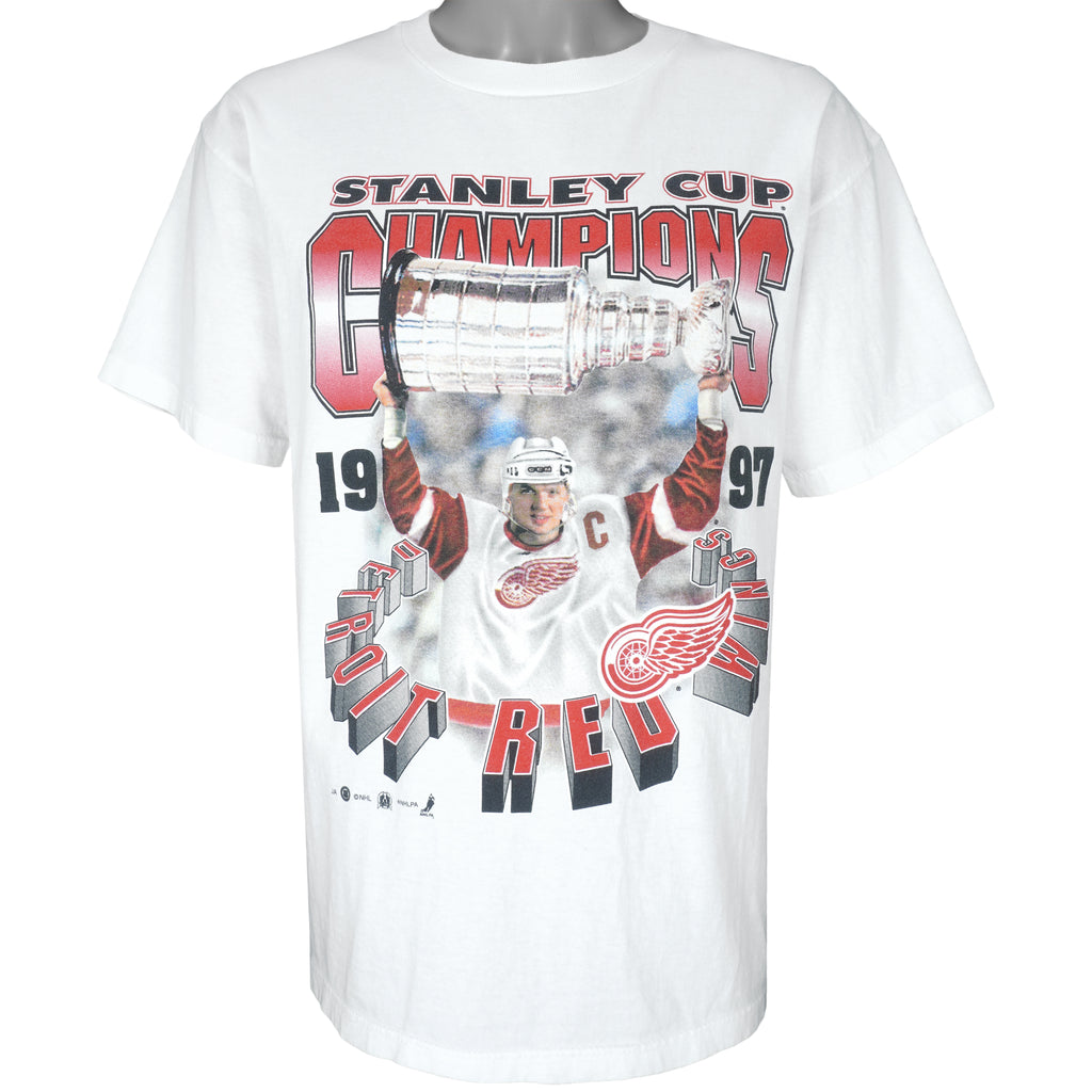 NHL (Try) - Detroit Red Wings Stanley Cup Champions T-Shirt 1997 Large Vintage Retro Hockey