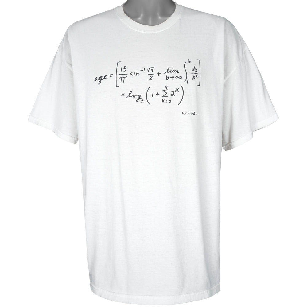Vintage (Gildan) - AGE = 60 Math T-Shirt 1990s XX-Large Vintage Retro