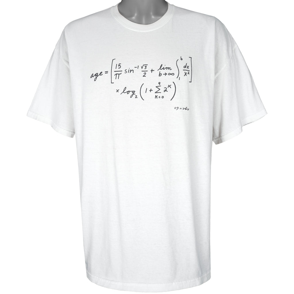 Vintage (Gildan) - AGE = 60 Math T-Shirt 1990s XX-Large Vintage Retro