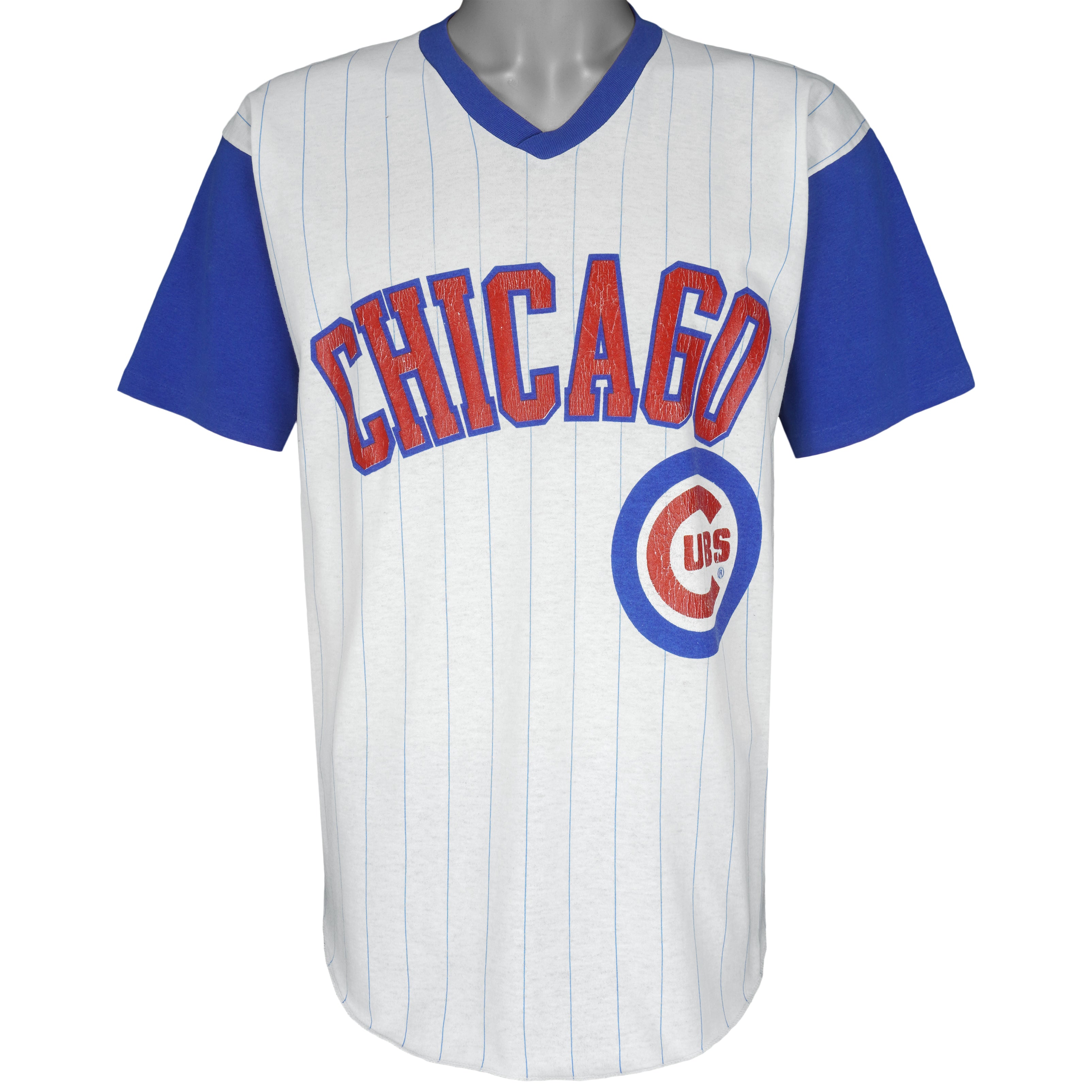 MLB - Chicago Cubs White & Blue Jersey T-Shirt 1990s Large Vintage Retro Baseball