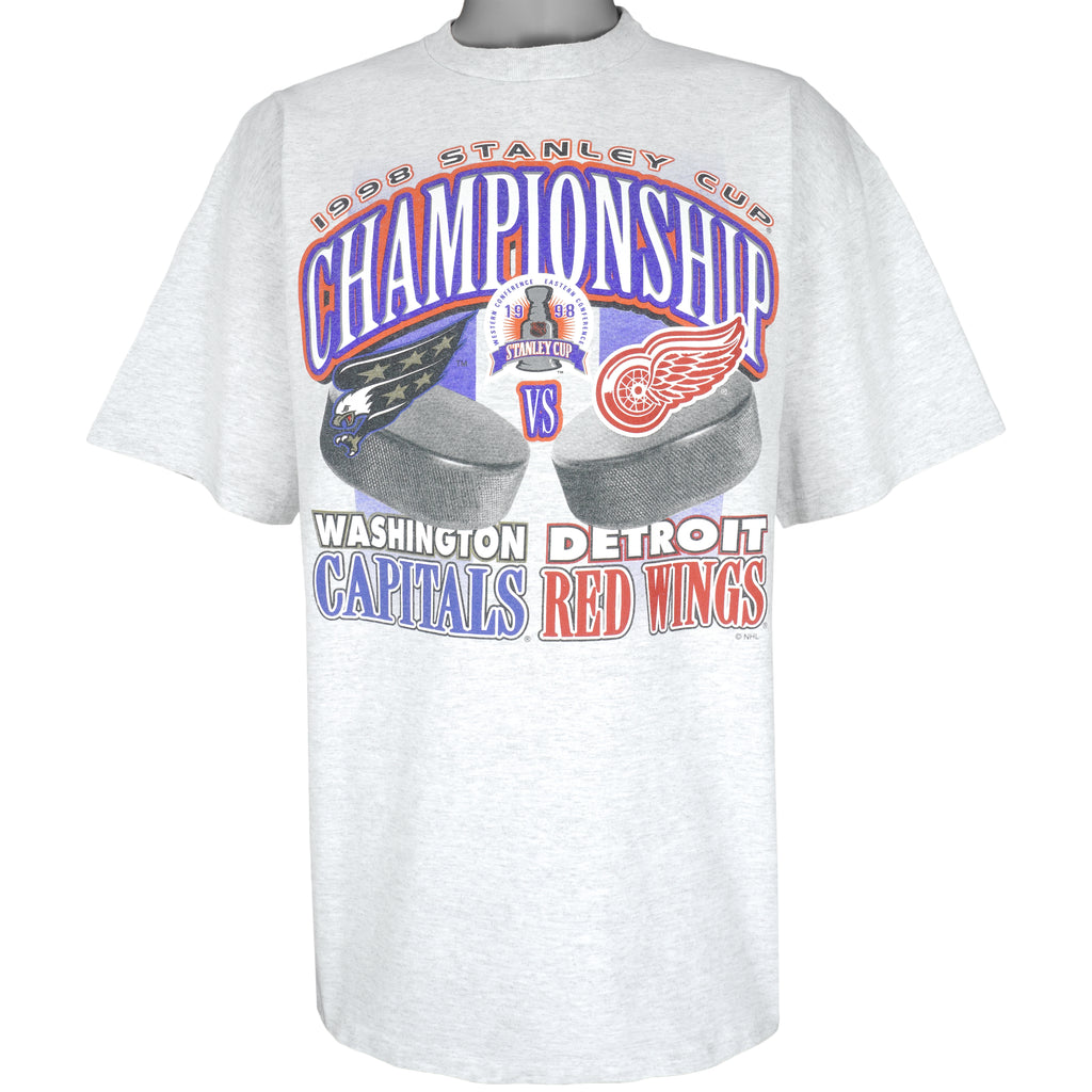 NHL (Logo 7) - Capital & Red Wings Stanley Cup Champions T-Shirt 1998 XX-Large Vintage Retro Hockey