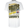 MLB (Hanes) - Pittsburgh Pirates Single Stitch T-Shirt 1990 Large Vintage Retro Baseball 
