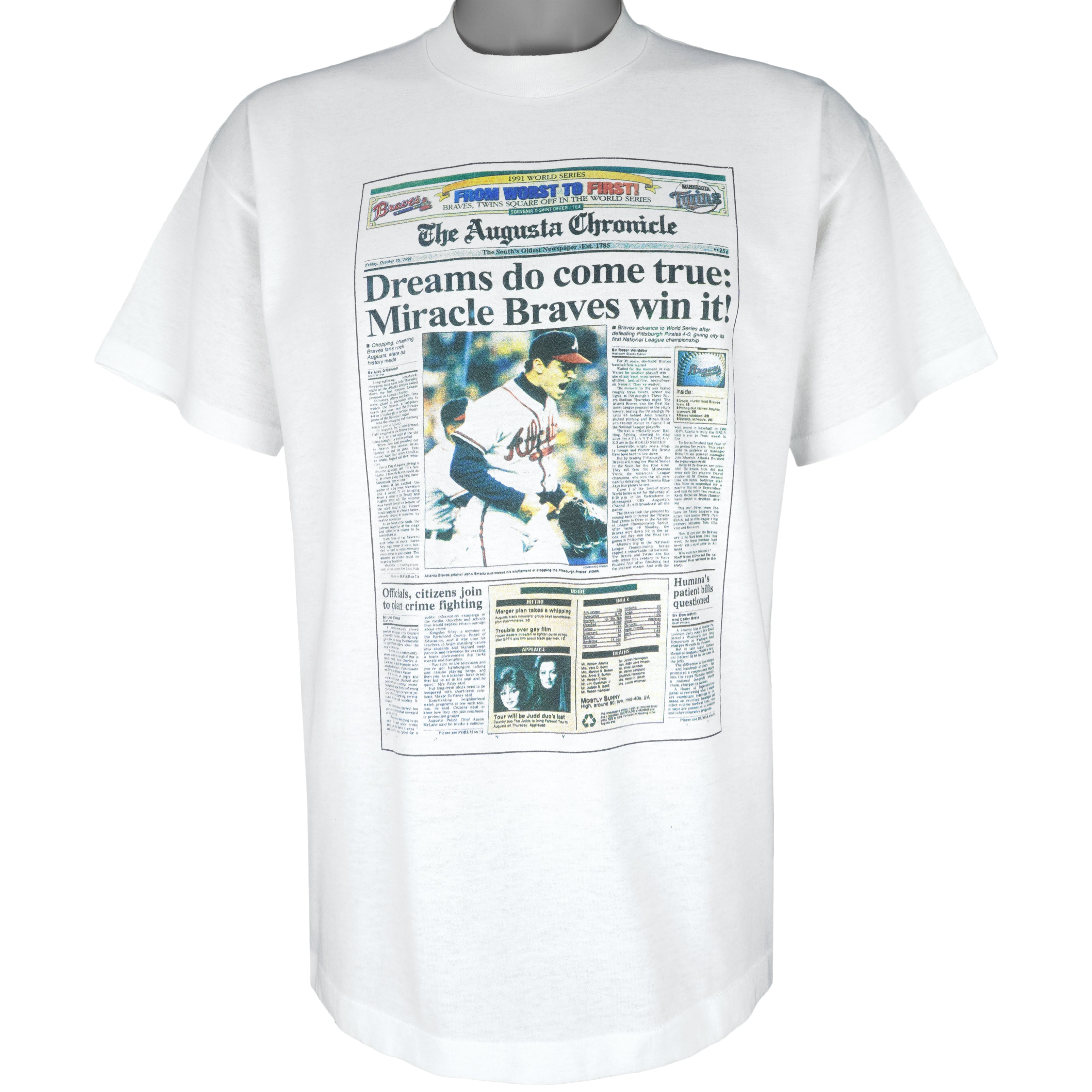 MLB (Augusta) - Atlanta Braves Western Division Champs T-Shirt 1991 X-Large Vintage Retro