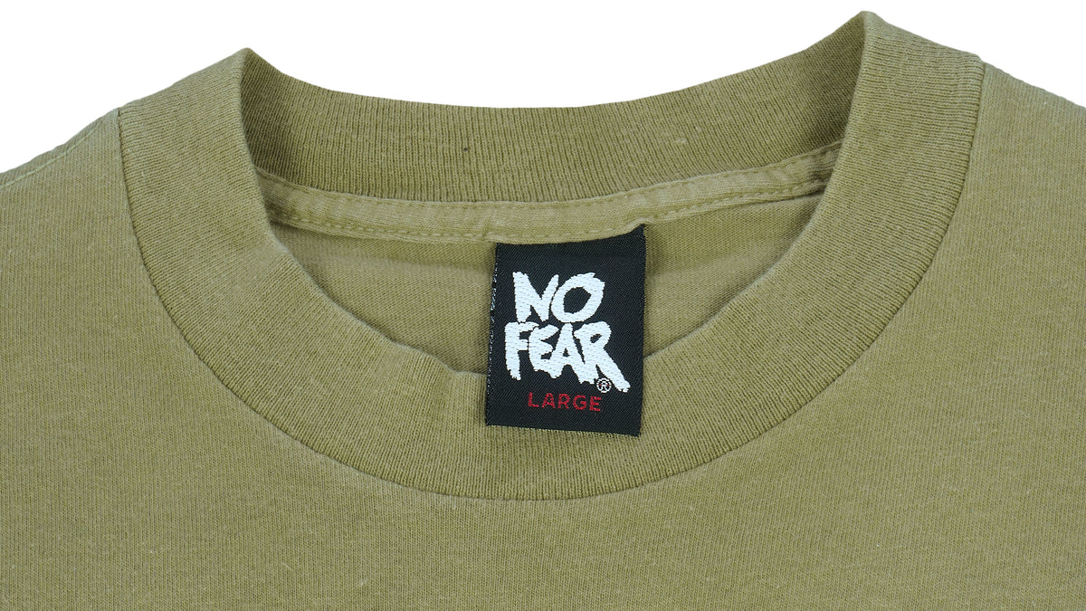 Vintage (No Fear) - Yellow Spell-Out T-Shirt 1990s Large Vintage Retro
