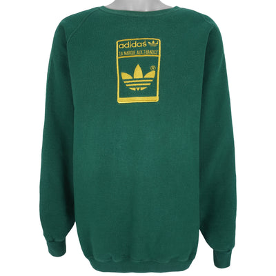 Adidas - Green Embroidered Sweatshirt 1990s 2X-Large
