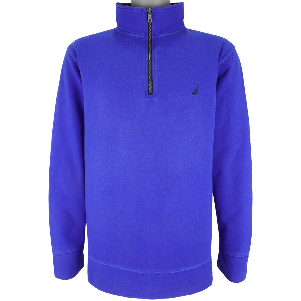 Nautica - Blue 1/4 Zip Sweatshirt 1990s X-Large Vintage Retro
