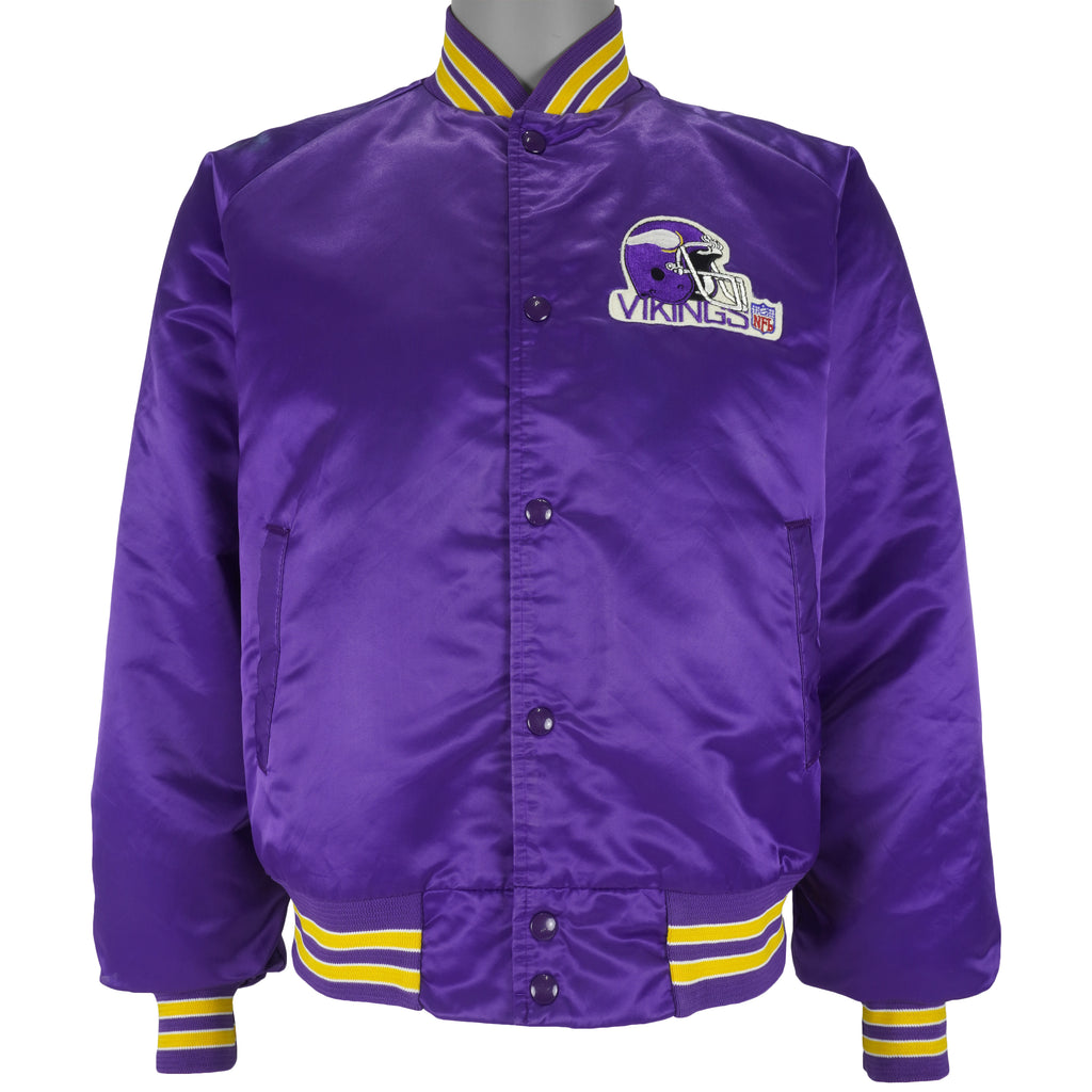 NFL (Chalk Line) - Purple Minnesota Vikings Satin Jacket 1990s Large Vintage Retro Football