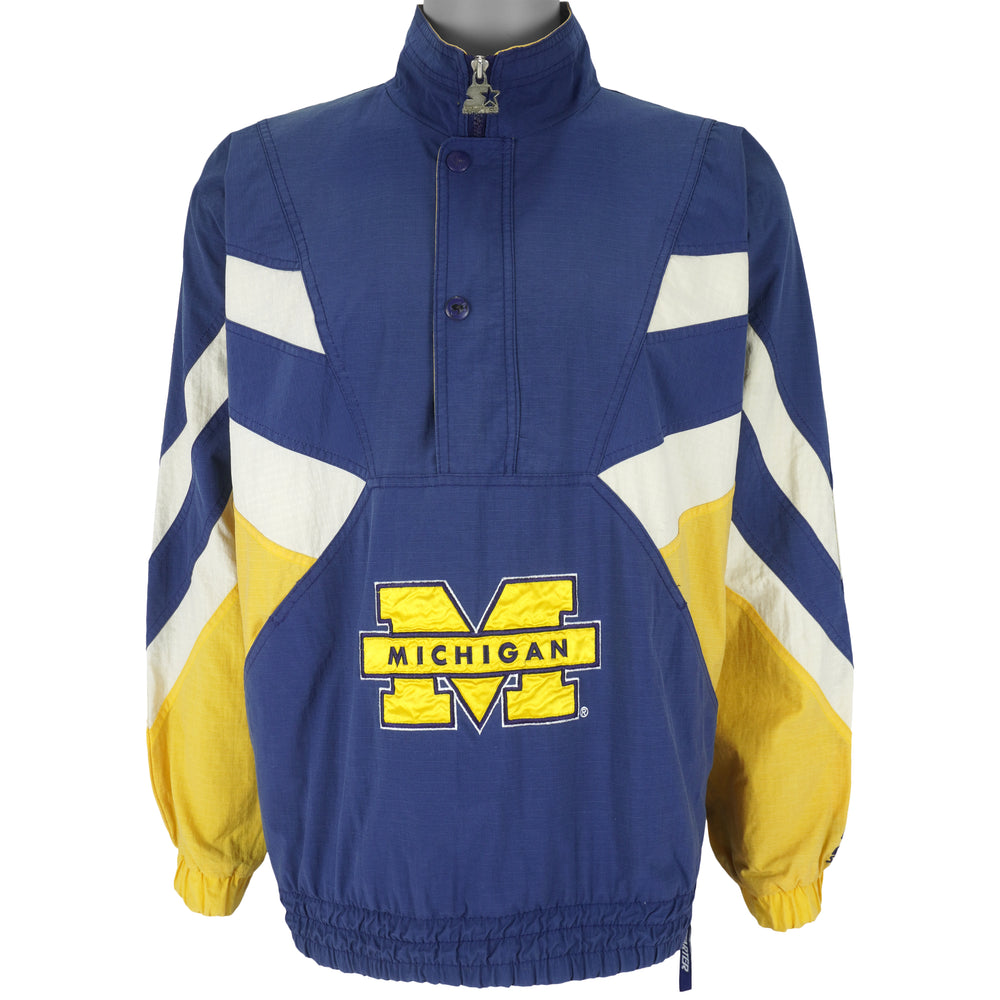 Starter - Michigan Wolverines Big Logo Windbreaker 1990s Large Vintage Retro Football College