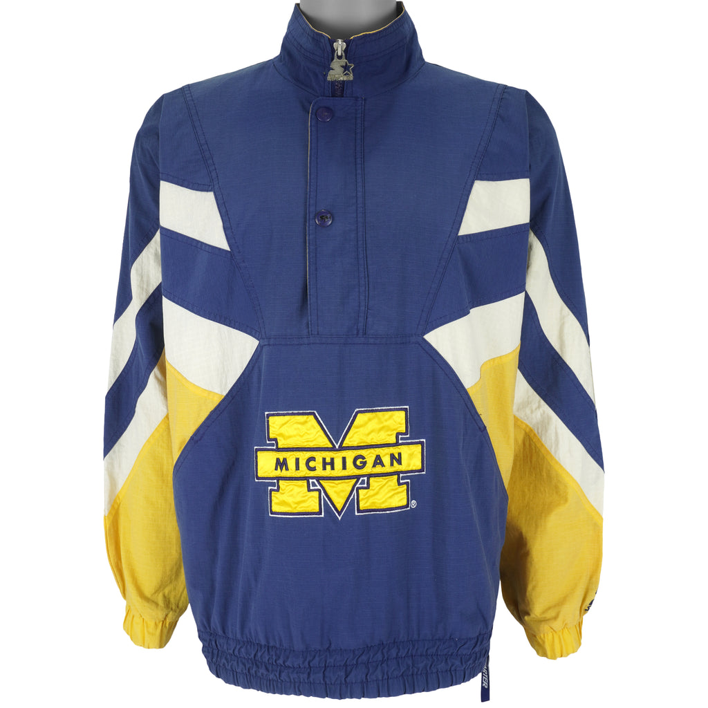 Starter - Michigan Wolverines Big Logo Windbreaker 1990s Large Vintage Retro Football College