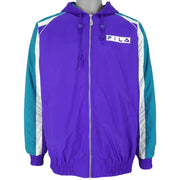 FILA - Purple Zip-Up Hooded Windbreaker 1990s X-Large Vintage Retro