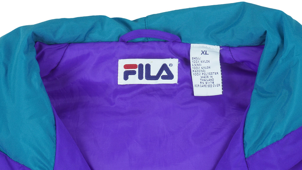 FILA - Purple Zip-Up Hooded Windbreaker 1990s X-Large Vintage Retro