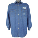 Harley Davidson - Staff, Christmas Harley Jolly Denim Shirt 1994 Medium Vintage Retro