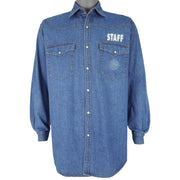 Harley Davidson - Staff, Christmas Harley Jolly Denim Shirt 1994 Medium Vintage Retro