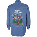 Harley Davidson - Staff, Christmas Harley Jolly Denim Shirt 1994 Medium Vintage Retro