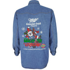 Harley Davidson - Staff, Christmas Harley Jolly Denim Shirt 1994 Medium Vintage Retro