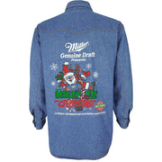 Harley Davidson - Staff, Christmas Harley Jolly Denim Shirt 1994 Medium Vintage Retro