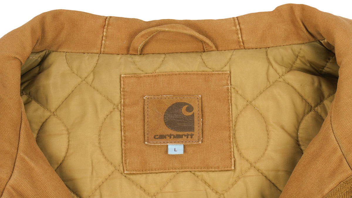 Carhartt Mens - Brown Zip-Up Hooded Jacket 1990s Large Vintage Retro