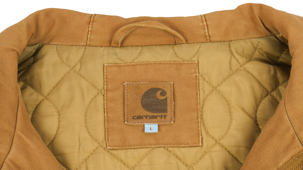 Carhartt Mens - Brown Zip-Up Hooded Jacket 1990s Large Vintage Retro