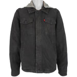 Levis - Black Hooded Jacket 1990s Large  Vintage Retro