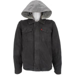 Levis - Black Hooded Jacket 1990s Large