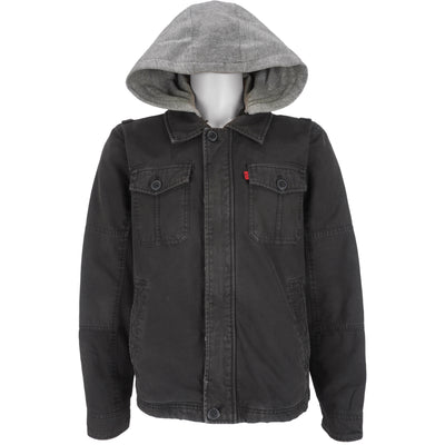 Levis - Black Hooded Jacket 1990s Large