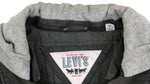 Levis - Black Hooded Jacket 1990s Large  Vintage Retro