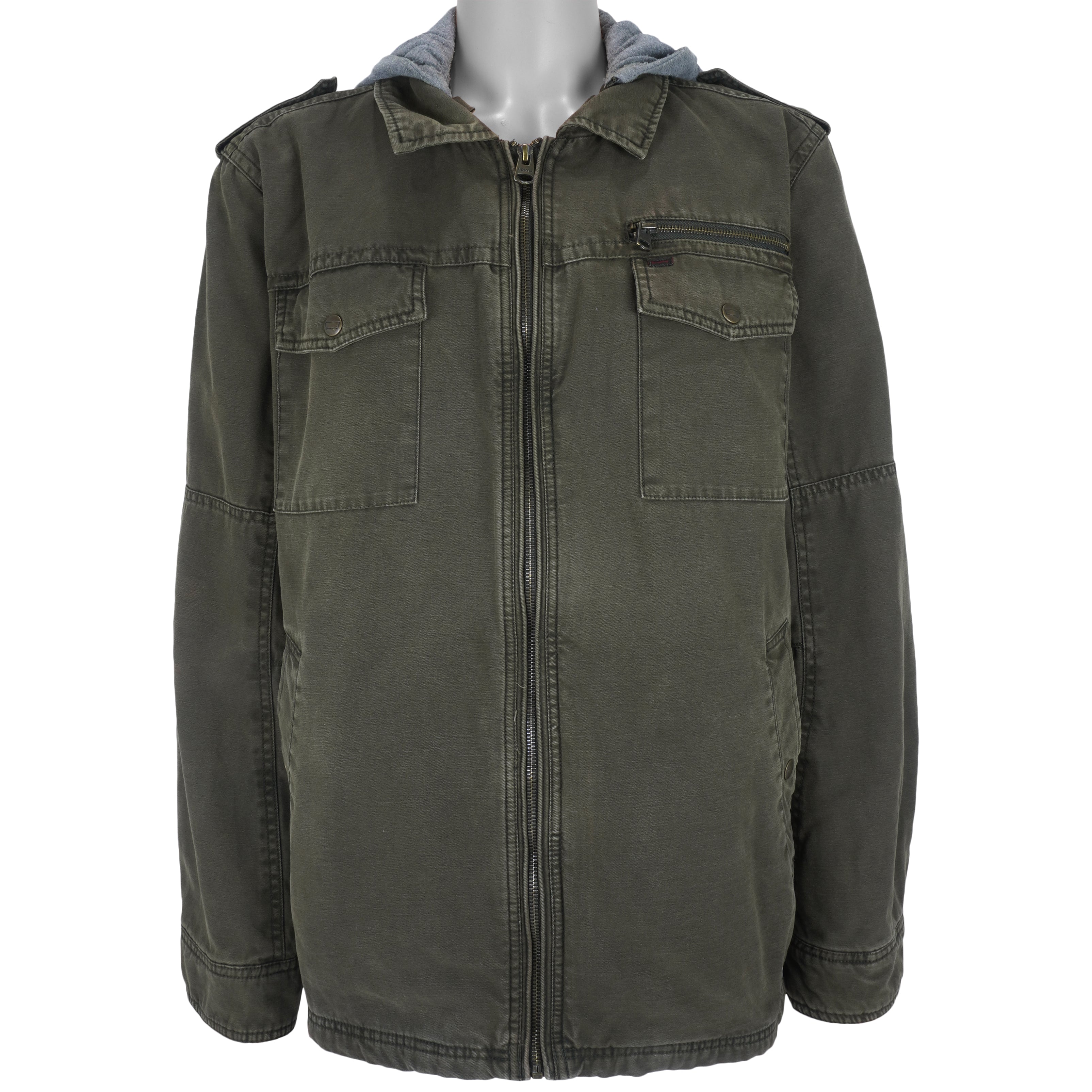 Levis - Green Hooded Jacket 1990s XX-Large Vintage Retro