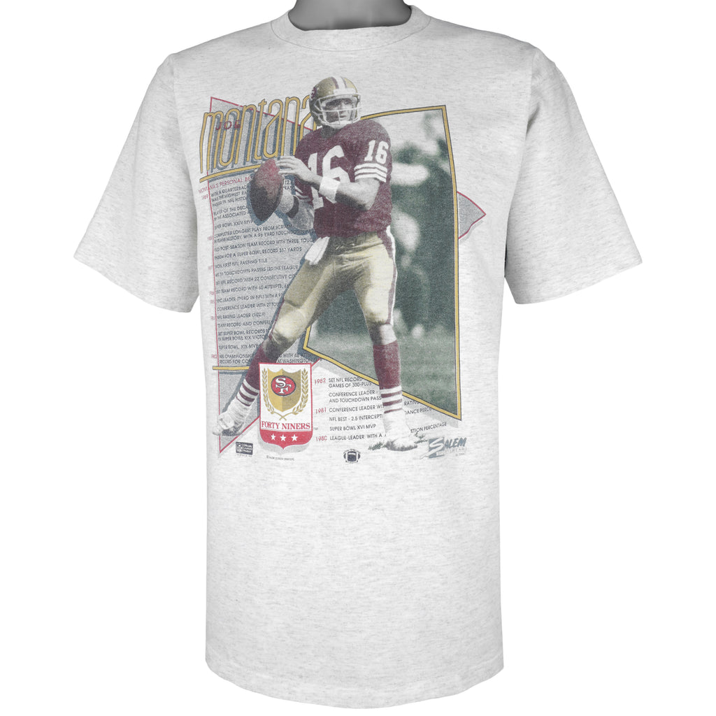NFL (Salem) - San Francisco 49ers, Joe Montana #16 T-Shirt 1990 Large Vintage Retro Football