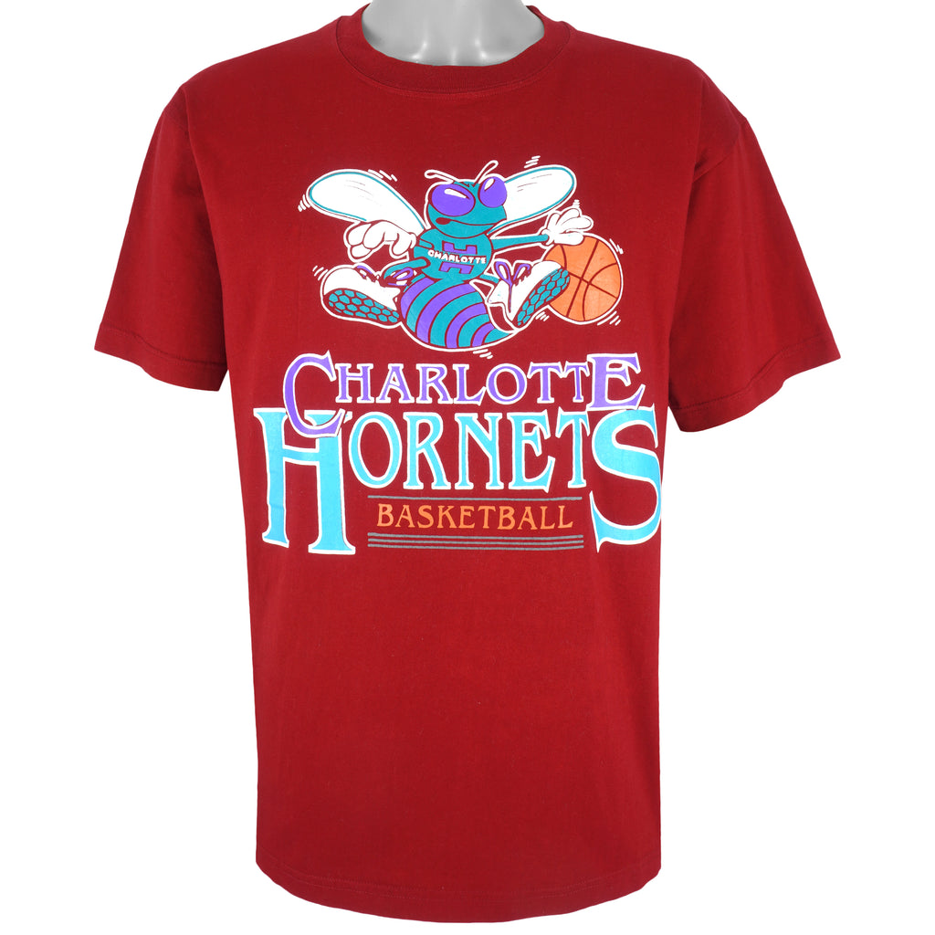 NBA (Super) -  Charlotte Hornets Spell-Out T-Shirt 1990s Large Vintage Retro Basketball