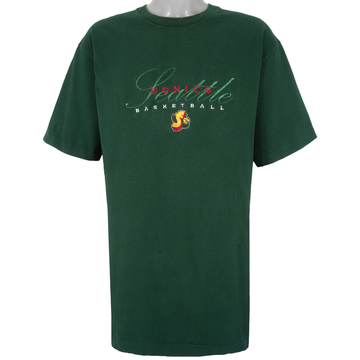 NBA (Pro Player) - Seattle Sonics Embroidered T-Shirt 1990s X-Large Vintage Retro Basketball