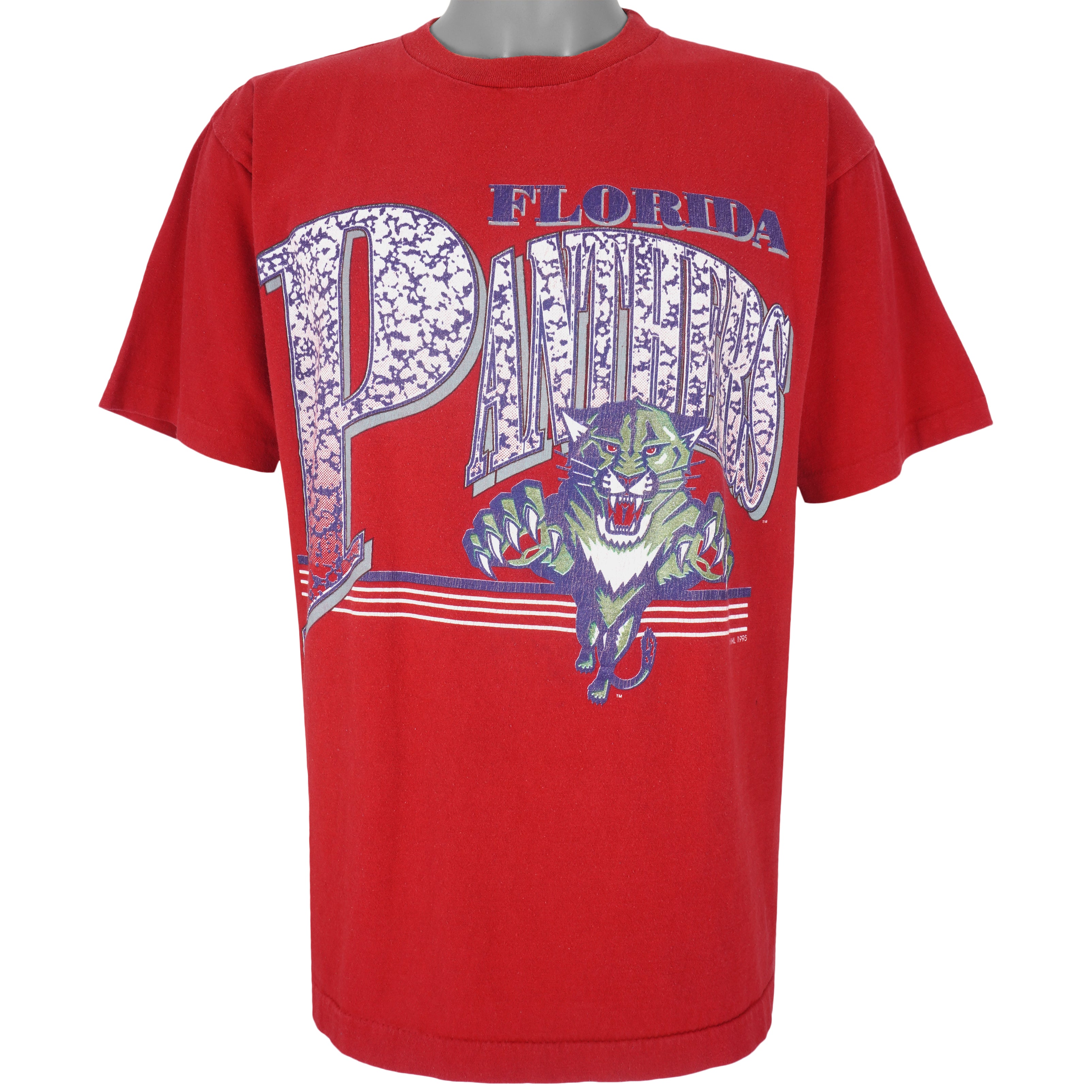 NFL (True-Fan) - Carolina Panthers Spell-Out T-Shirt 1990s Large Vintage Retro Football