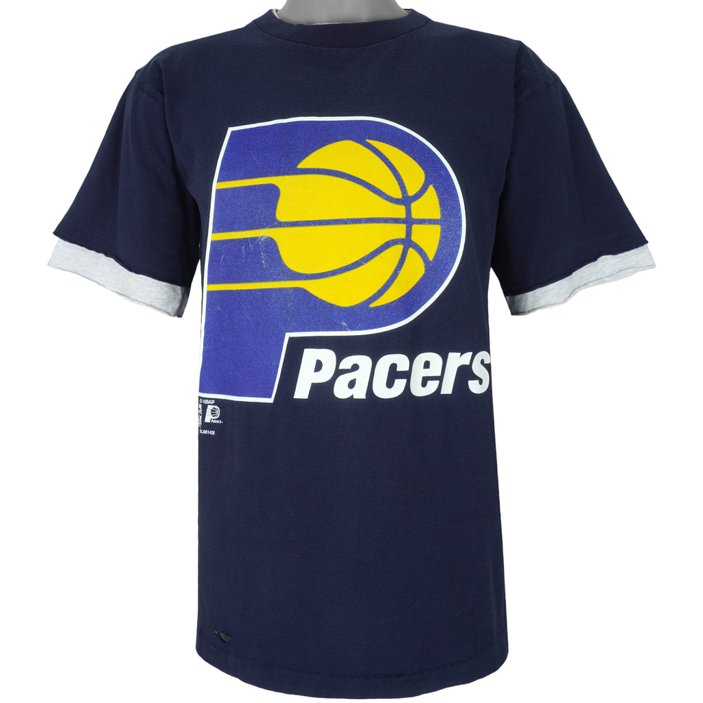 NBA (Salem) - Navy Blue Indiana Pacers T-Shirt 1990s Large Vintage Retro Basketball