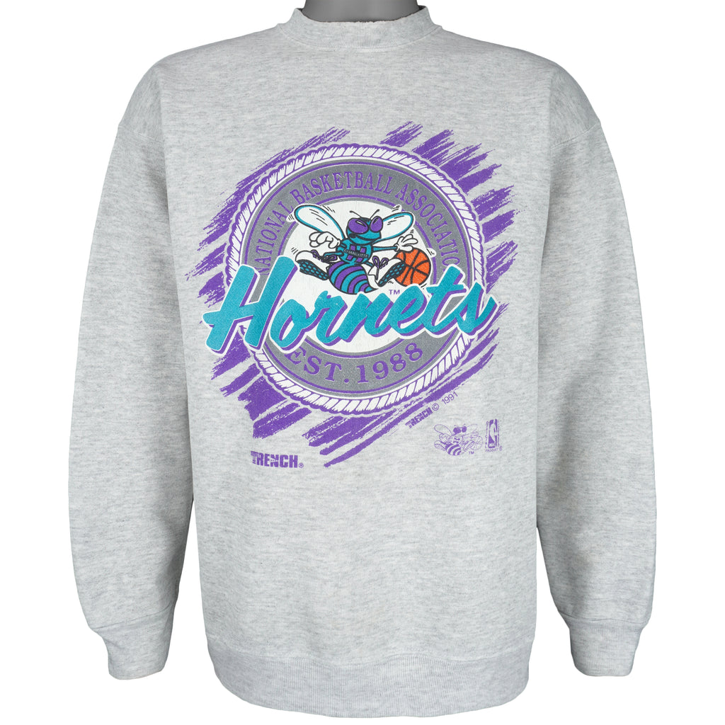 NBA (Trench) - Charlotte Hornets Crew Neck Sweatshirt 1991 X-Large Vintage Retro Basketball