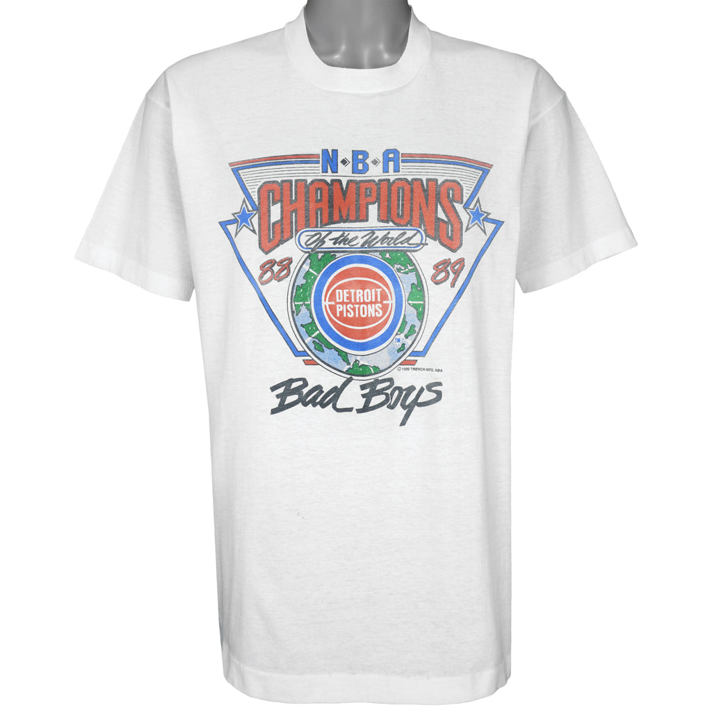 NBA - Detroit Pistons, Champions Of The Word Spell-Out T-shirt 1989 X-Large Vintage Retro Basketball