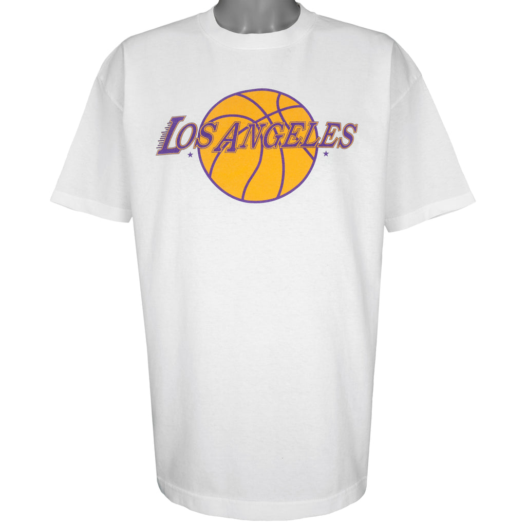 NBA (AAA) - Los Angeles Lakers Spell-Out T-Shirt 1990s X-Large Vintage Retro Basketball