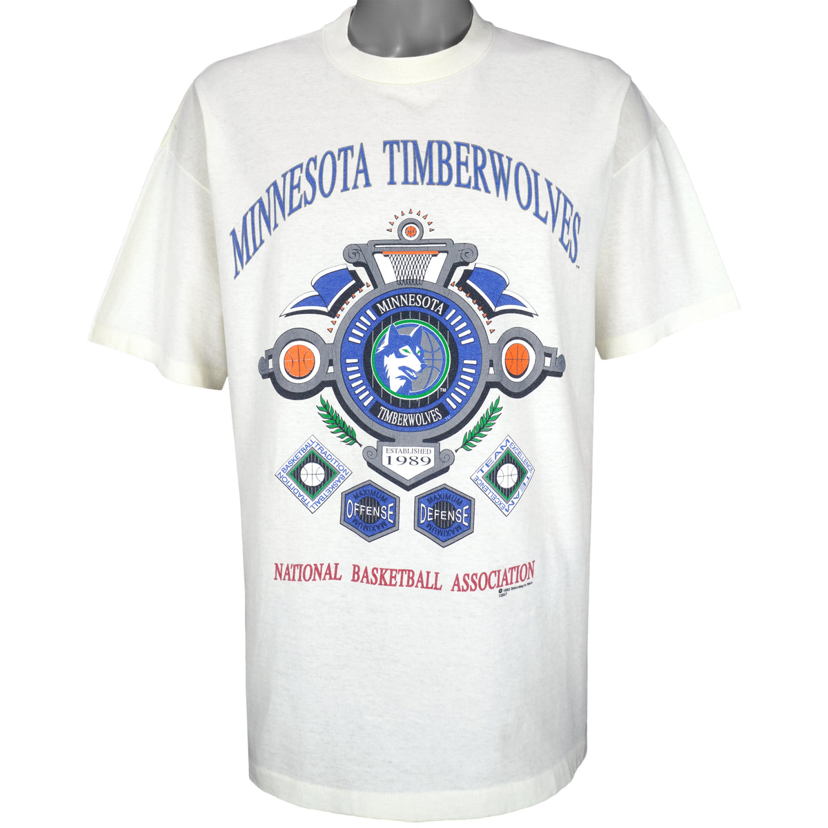  NBA (Signal Sport) - Minnesota Timberwolves Spell-Out T-Shirt 1992 X-Large Vintage Retro Basketball