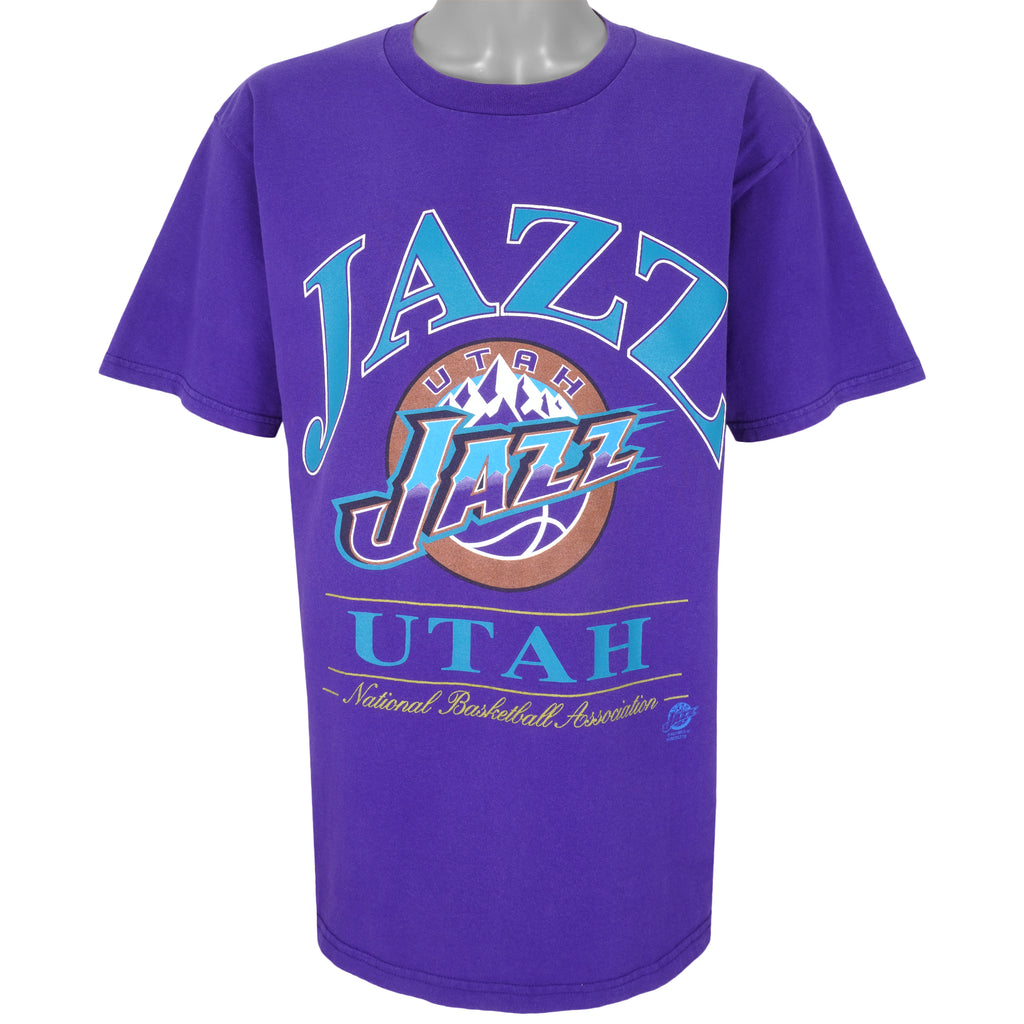 NBA (Lee) - Purple Utah Jazz T-Shirt 1990s Large Vintage Retro Basketball