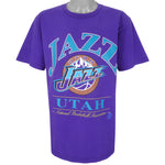 NBA (Lee) - Purple Utah Jazz T-Shirt 1990s Large