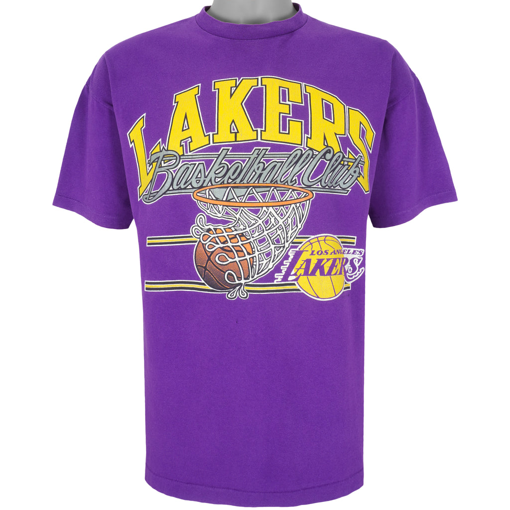 NBA (Signal) - Los Angeles Lakers Spell-Out T-Shirt 1990s X-Large Vintage Retro Basketball