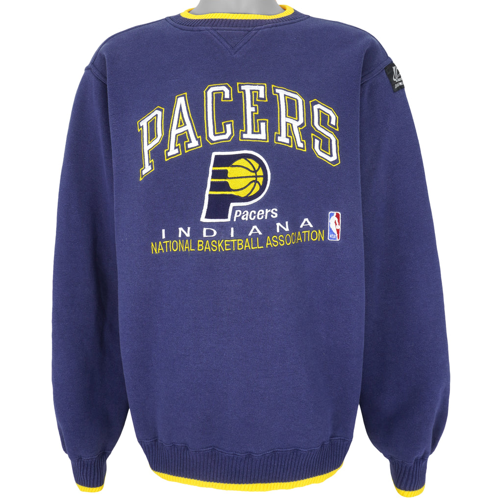 NBA (Logo Athletic) - Indiana Pacers Embroidered Sweatshirt 1990s Large Vintage Retro Basketball