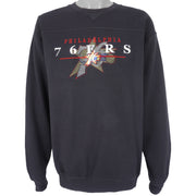 NBA (Lee) - Philadelphia 76ers Crew Neck Sweatshirt 1990s Large Vintage Retro Basketball