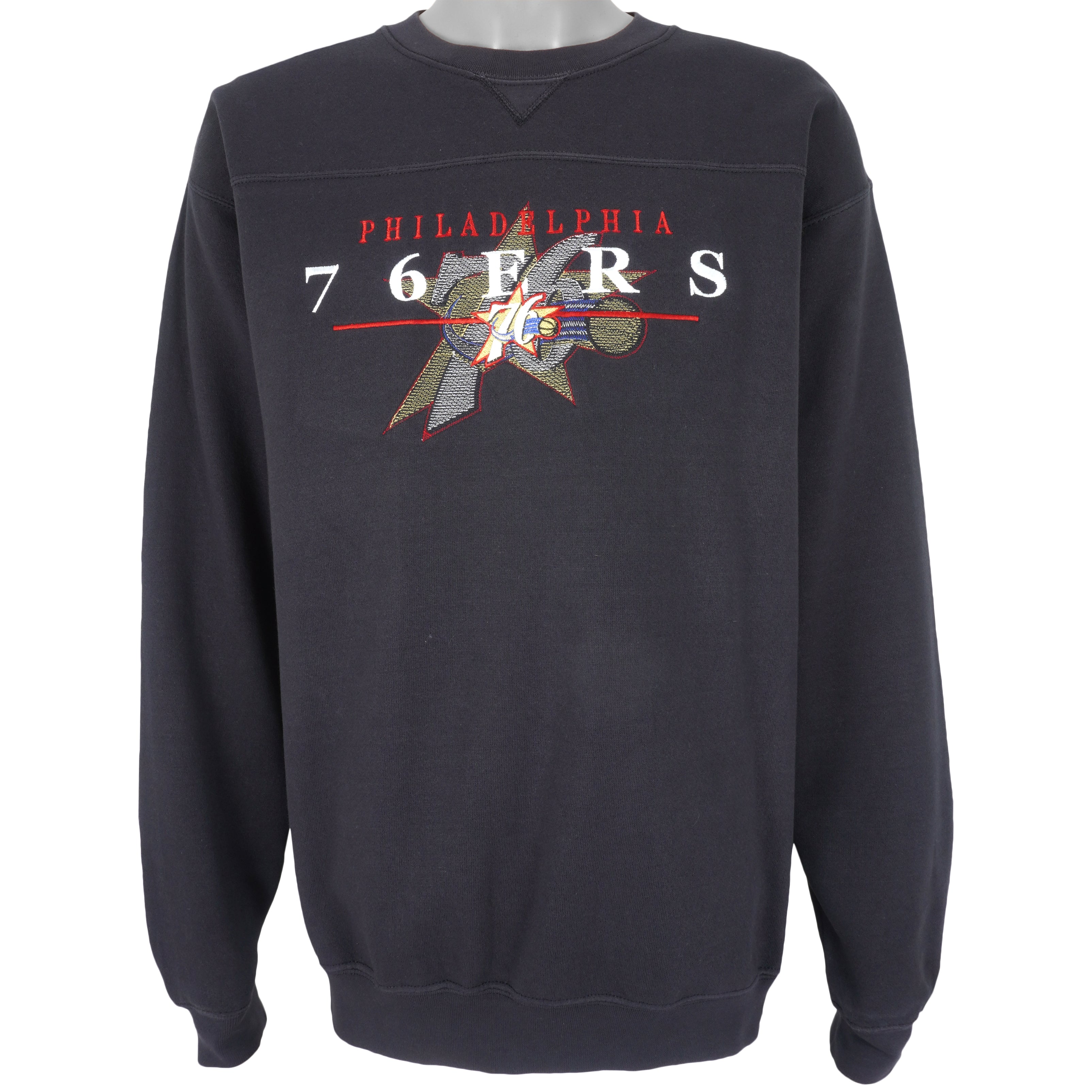 NBA (Lee) - Philadelphia 76ers Crew Neck Sweatshirt 1990s Large Vintage Retro Basketball