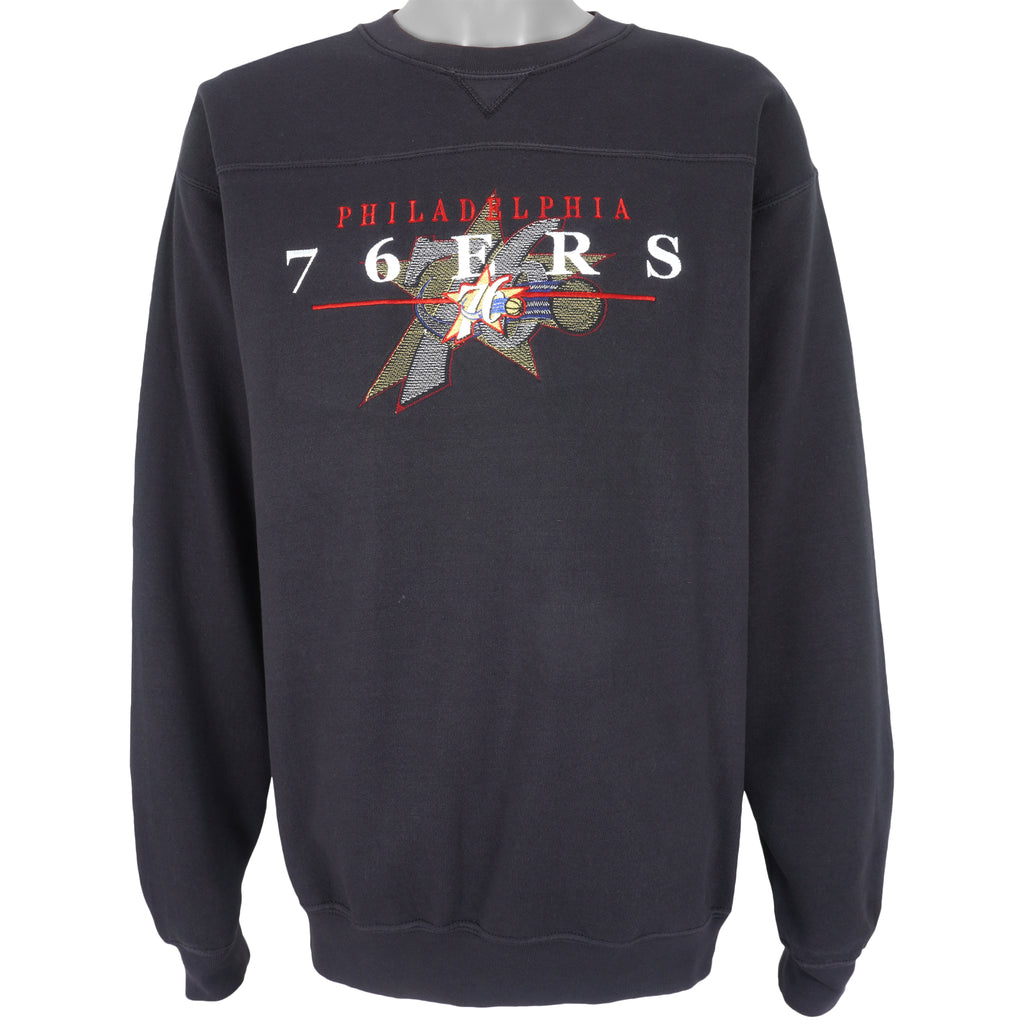 NBA (Lee) - Philadelphia 76ers Crew Neck Sweatshirt 1990s Large Vintage Retro Basketball