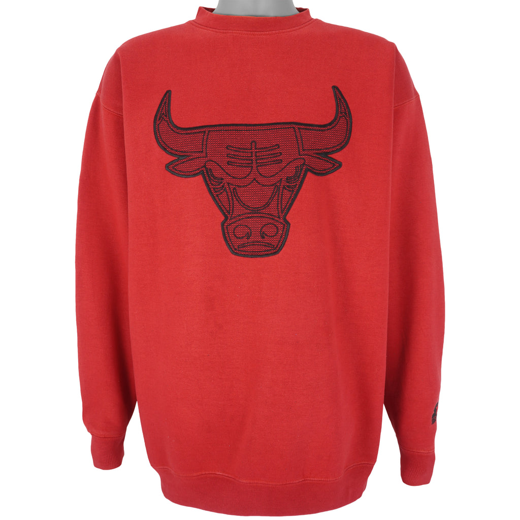 Starter - Red Chicago Bulls Sweatshirt 1990s X-Large Vintage Retro Basketball