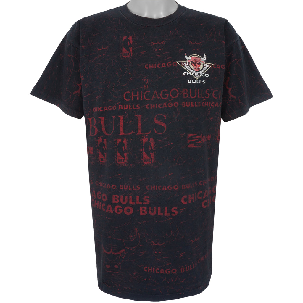 NBA (Salem) - Black Chicago Bulls All OVP T-Shirt 1990s X-Large Vintage Retro Basketball