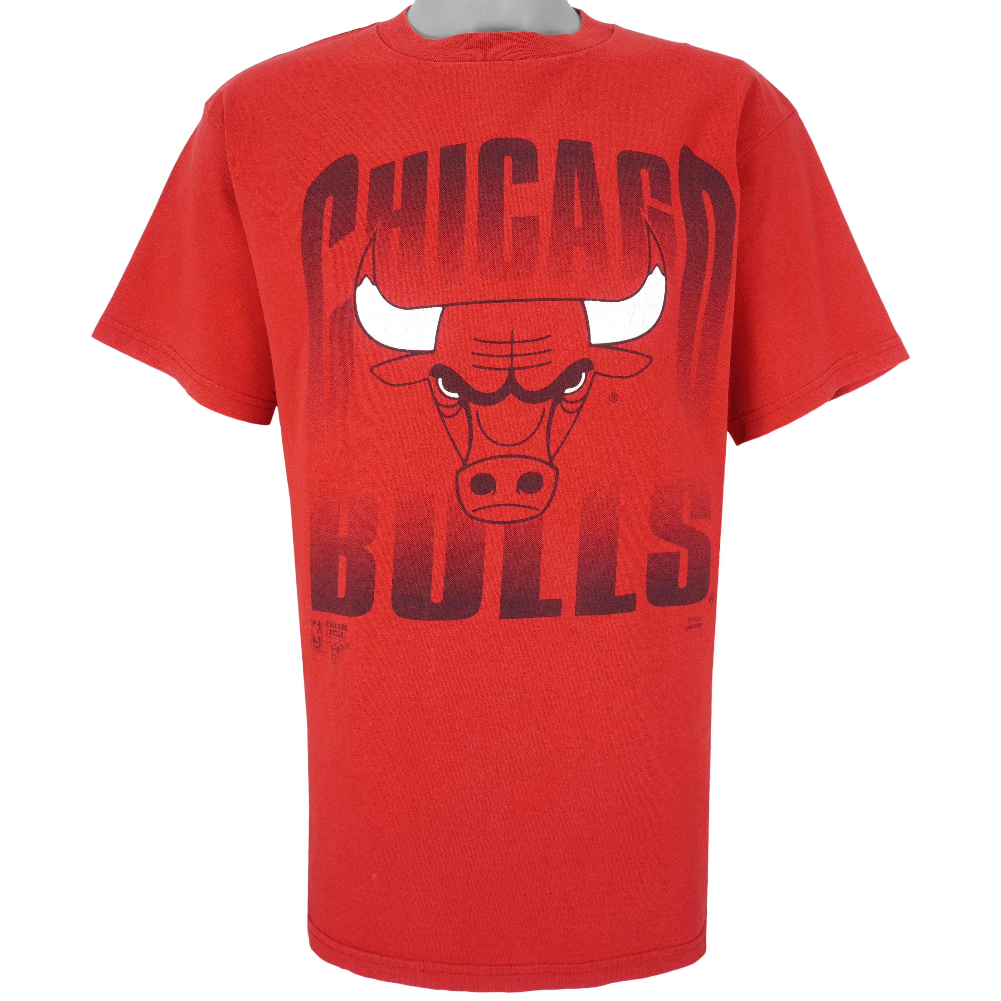NBA (Logo 7) - Red Chicago Bulls T-Shirt 1990s Large Vintage Retro Basketball