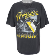 NHL (Magic Johnson Ts) - Pittsburgh Penguins Spell-Out T-Shirt 1990s X-Large Vintage Retro Hockey
